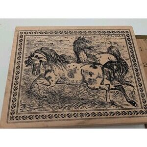 WILD HORSES GALLOP Country Ranch Animal WILDLIFE MAGENTA Canada  RUBBER STAMP